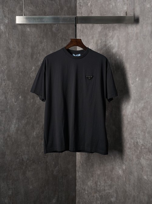 Prada Lightweight Cotton T-Shirt with Metal Badge