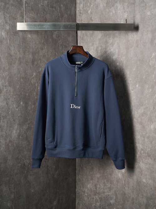Dior Half-Zip Embroidered Fleece Pullover