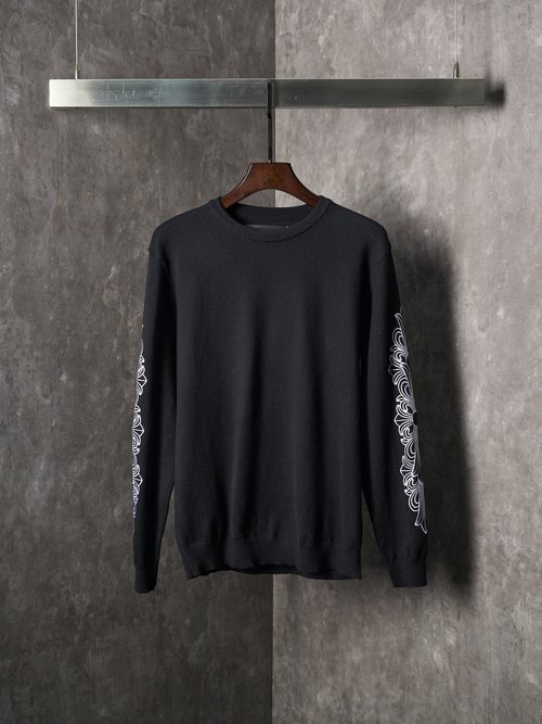 Chrome Hearts Embroidered Wool-Cashmere Crew Neck Sweater