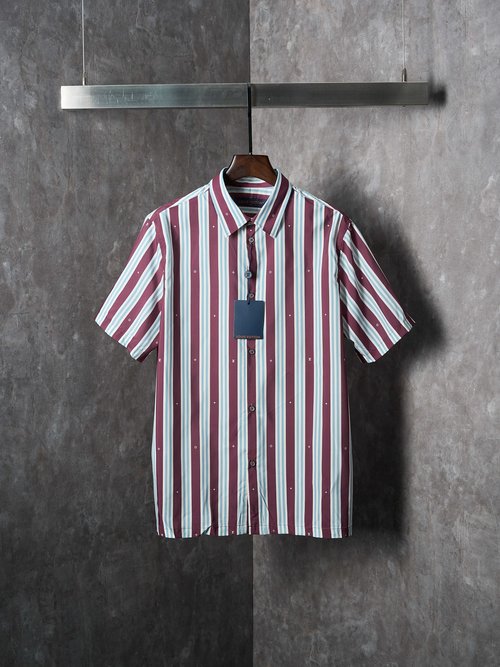 Louis Vuitton Striped Contrast Short-Sleeve Shirt