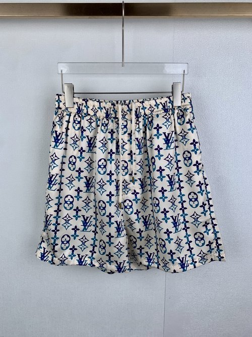 Louis Vuitton Apricot All-Over Print Cotton Casual Shorts