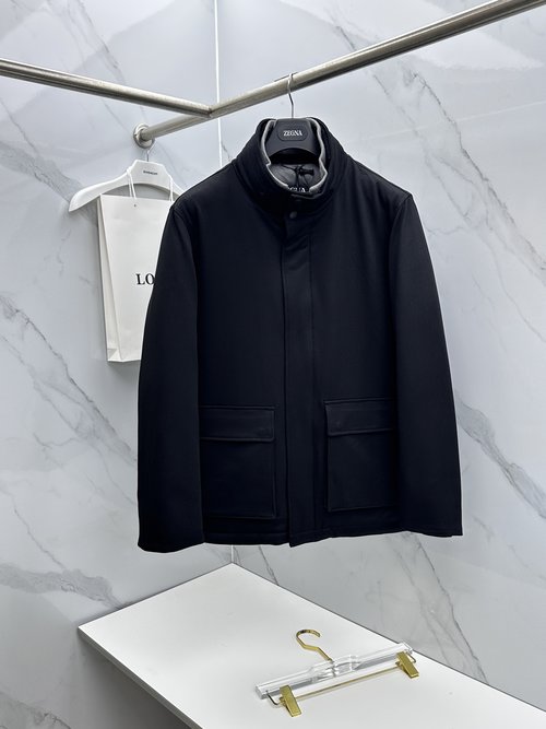 Zegna Stylish Stand-up Collar Down Jacket for a Versatile Look