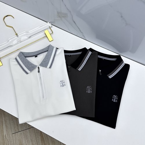 Brunello Cucinelli Simple and Fashionable Zip-up Polo Shirt