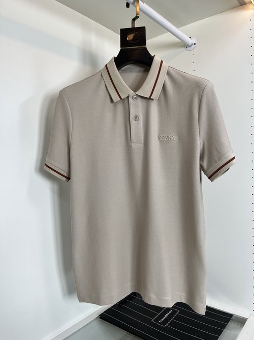 Zegna Classic Business Casual Polo Shirt with Cross Design Shoulders