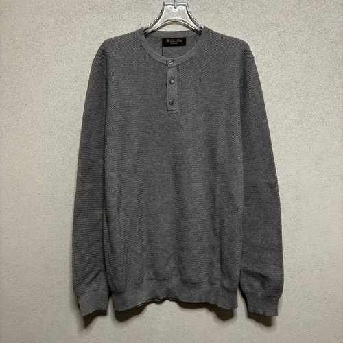 Loro Piana Pineapple Stitch Henley Crew-Neck Sweater