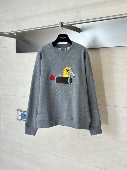 Dior Horse Embroidery Crewneck Sweatshirt of Premium Quality