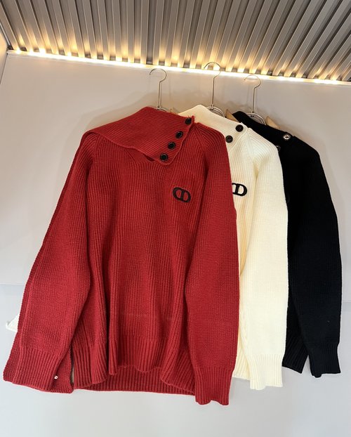 Dior Classic Knitted Wool Sweater with Embroidery