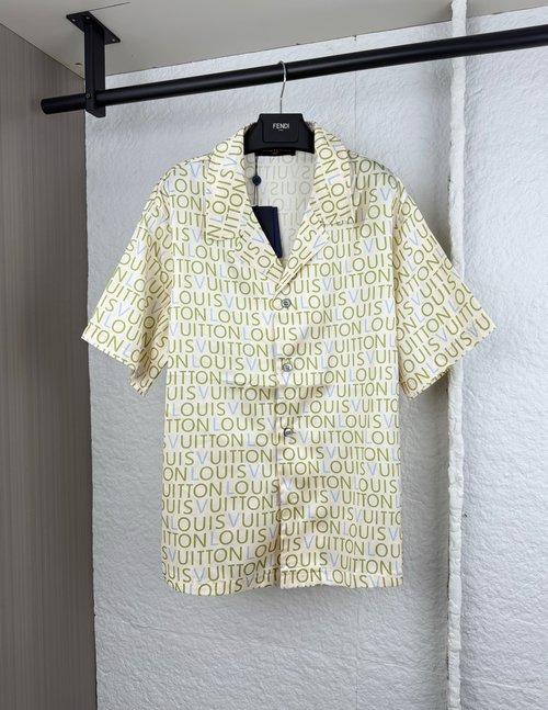 Louis Vuitton Full Print Letter Short Sleeve Shirt