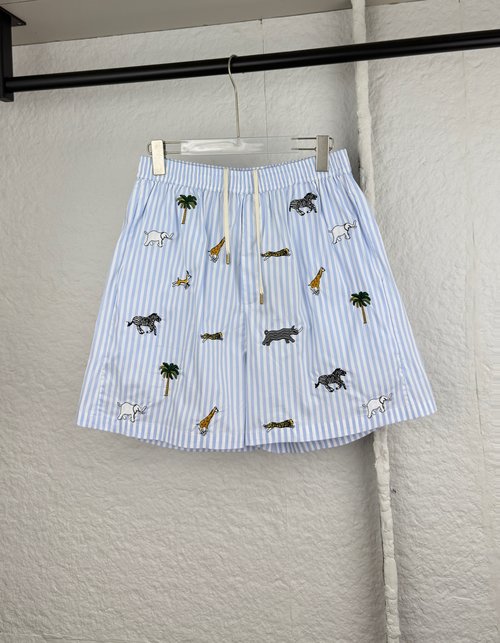 Louis Vuitton Stripe Animal Embroidery Beach Shorts