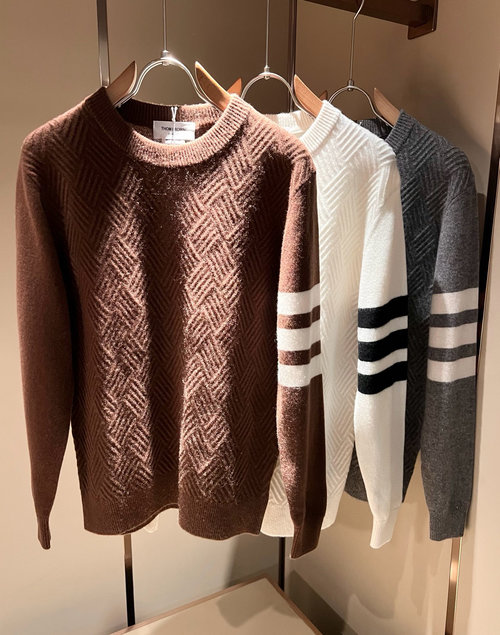 Thom Browne Exclusive Knit Wool Sweater with Classic Stripes