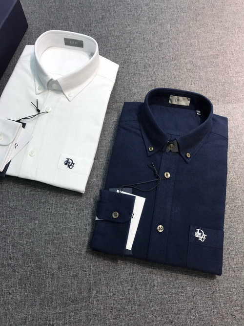 Dior Elegant Long-Sleeve Cotton Shirt with Fine Embroidery
