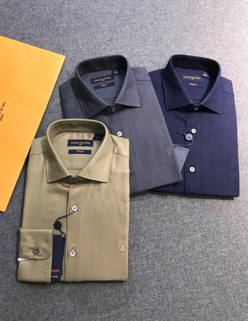 Louis Vuitton Luxurious Wool Blend Long-Sleeve Shirt with Brand Insignia