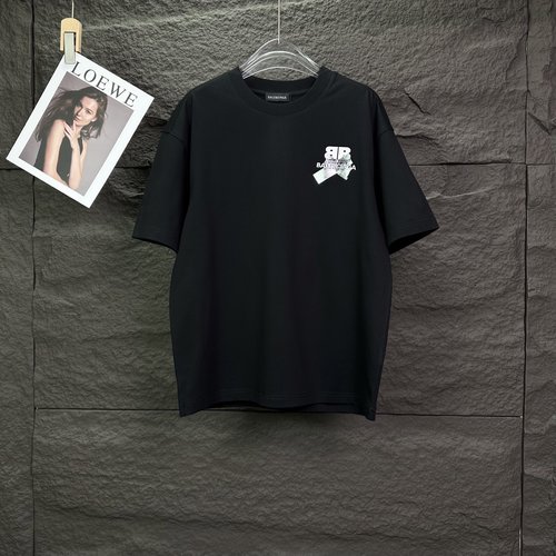 Balenciaga Short Sleeve T-Shirt with 3D Tape Letter Logo