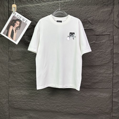 Balenciaga Short Sleeve T-Shirt with 3D Tape Letter Logo