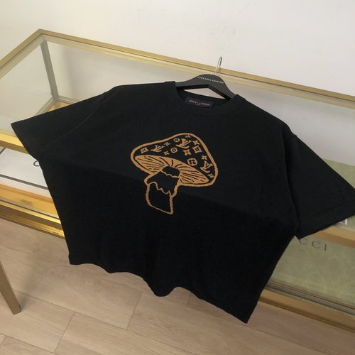 Louis Vuitton Knitted T-shirt with Mushroom Embroidery