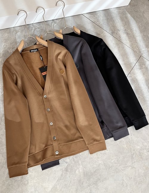 Zegna Knitted Wool Cardigan with Embroidered Logo