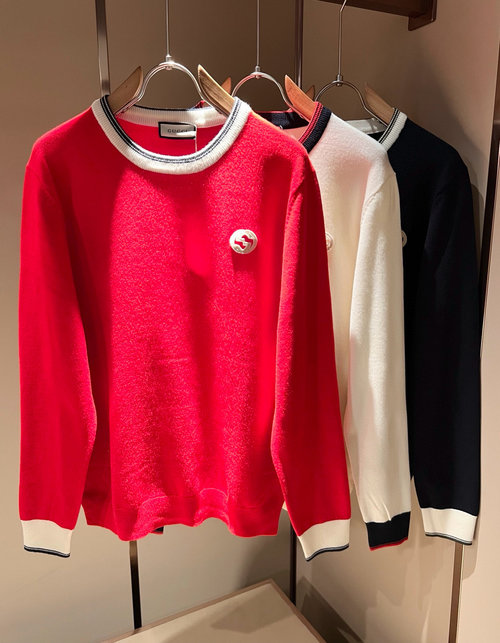 Gucci Imported Knit Wool Sweater with Logo Embroidery
