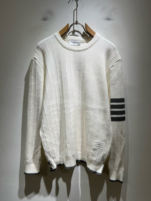 Thom Browne Soft Knit Wool Sweater with Classic Stripes