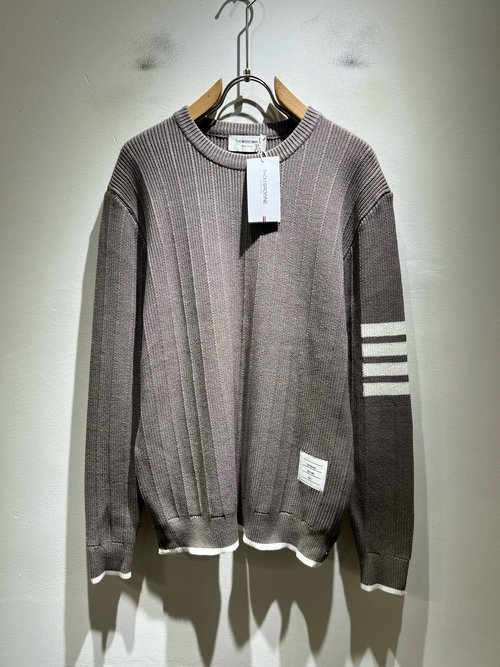 Thom Browne Soft Knit Wool Sweater with Classic Stripes