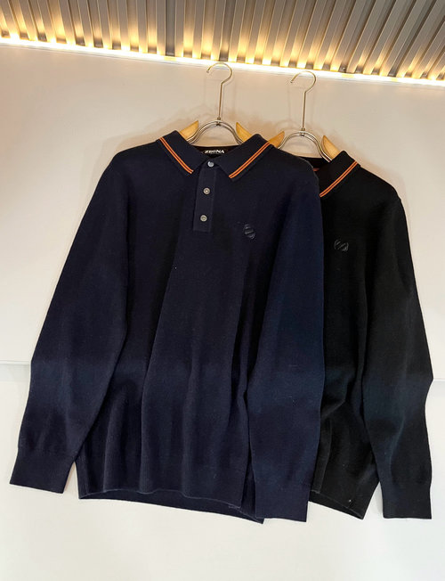 Zegna Luxurious Knit Cashmere Sweater with Embroidered Logo