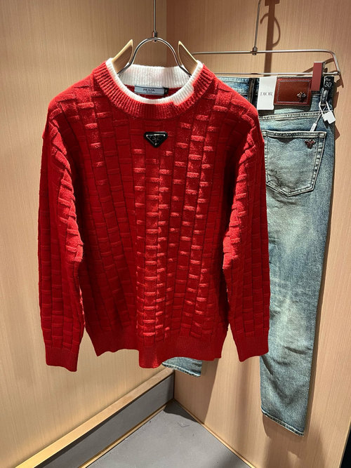 Prada Exclusive Christmas Red Wool Knitted Sweater