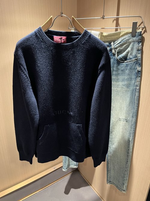 Gucci Knitted Wool Sweater with Logo Embroidery