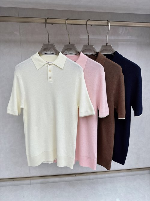 Brunello Cucinelli Comfortable Breathable Polo Collar Knit T-Shirt