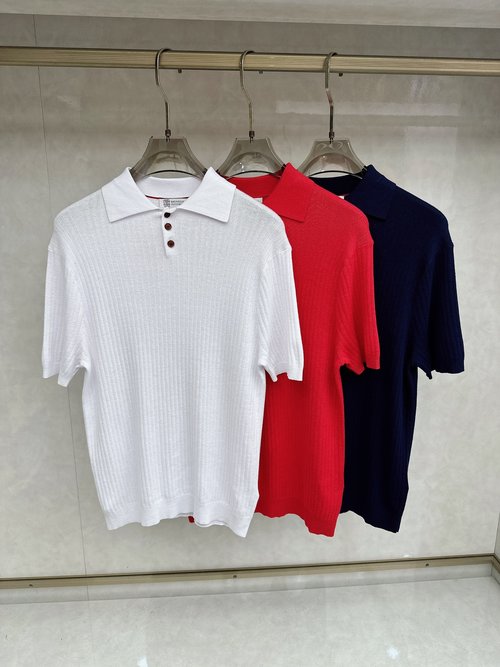Brunello Cucinelli Comfortable Breathable Knit Short Sleeve T-Shirt
