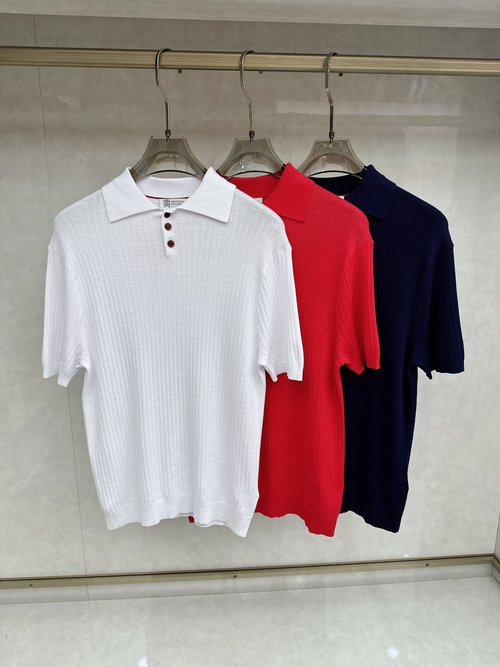 Brunello Cucinelli Comfortable Breathable Knit Short Sleeve T-Shirt