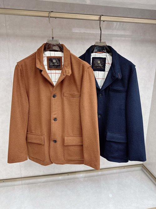 Loro Piana Cashmere-Wool Blend Jacket with Leather Accents