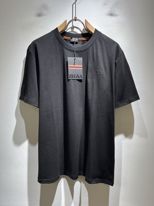 Zegna Cotton Short-Sleeve Casual T-Shirt with Embroidered Chest Logo