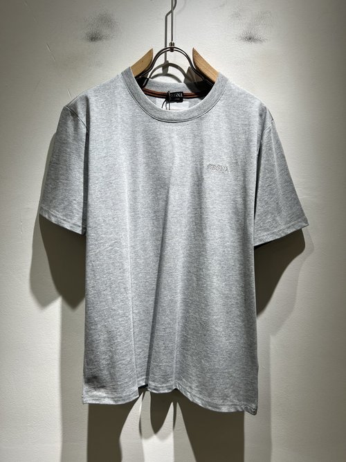 Zegna Short-Sleeve Casual Base Shirt with Embroidered Logo