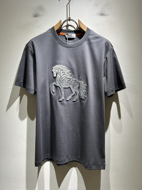 Hermes Cotton Short Sleeve Undershirt with Logo Design