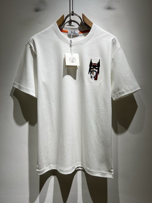 Hermes Cotton Short Sleeve Undershirt with Logo Design