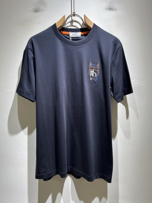 Hermes Cotton Short Sleeve Undershirt with Logo Design