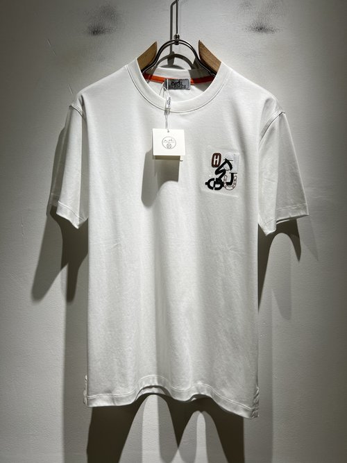 Hermes Cotton Short Sleeve Undershirt with Logo Design
