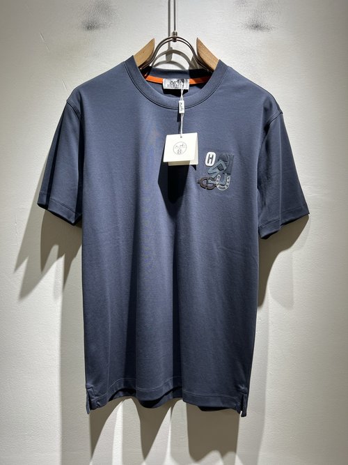 Hermes Cotton Short Sleeve Undershirt with Logo Design