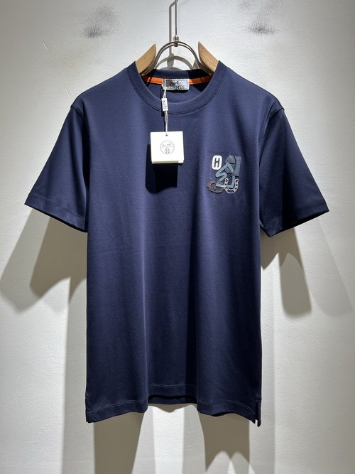 Hermes Cotton Short Sleeve Undershirt with Logo Design
