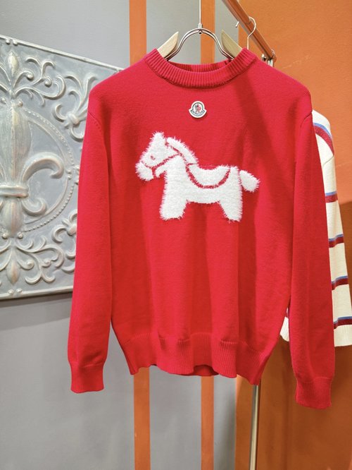 Moncler Festive Red Knit Sweater for New Year Celebrations
