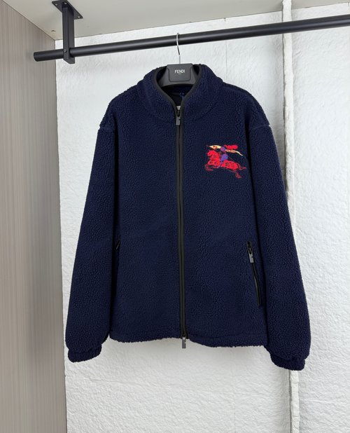 Burberry Equestrian Lamb Wool Overcoat