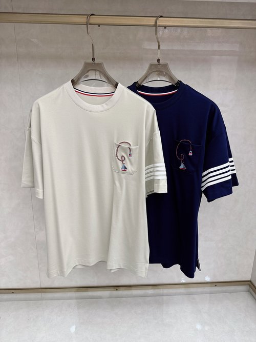 Thom Browne Classic Embroidered Logo T-Shirt, Stylish and Versatile
