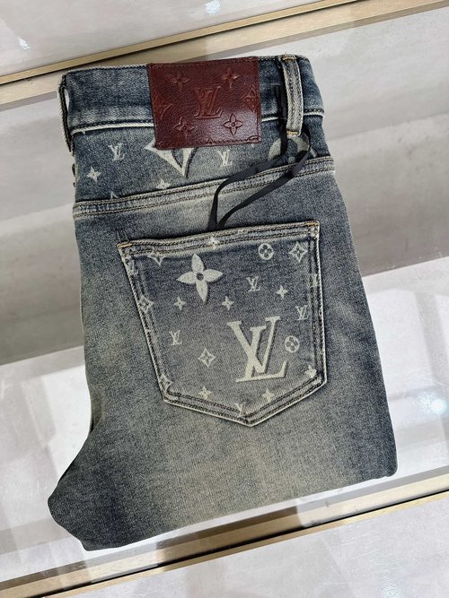 Louis Vuitton High-quality Jeans with Classic Logo and Stretch