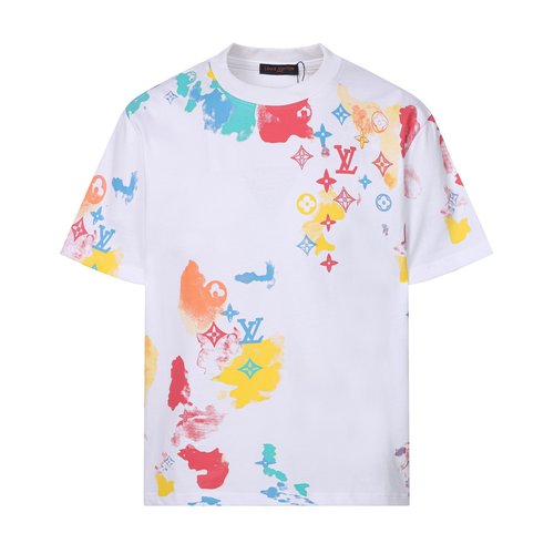 Louis Vuitton Custom Digital Print Color Logo Round Neck T-shirt