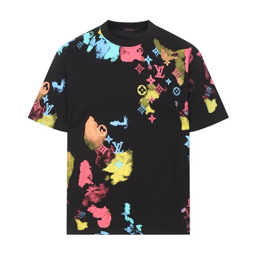 Louis Vuitton Custom Digital Print Color Logo Round Neck T-shirt
