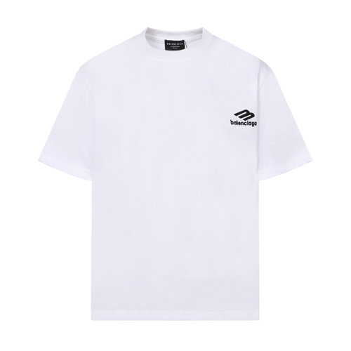 Balenciaga Custom Round Neck T-shirt with Engraved Flocking Embroidery