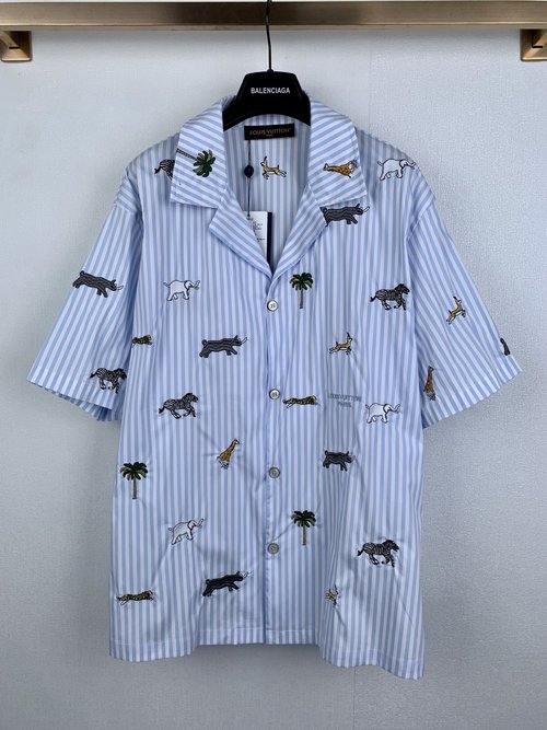 Louis Vuitton Animal Embroidery Short Sleeve Shirt