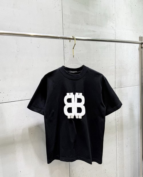 Balenciaga Short Sleeve T-Shirt with BB Foaming Letter Print