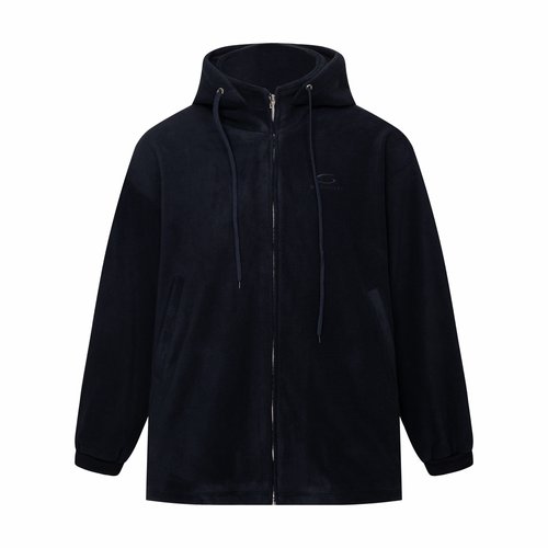 Balenciaga Embroidered Fleece Hooded Coat with Premium Details