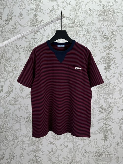Prada Oversize Striped Plain Knit T-Shirt