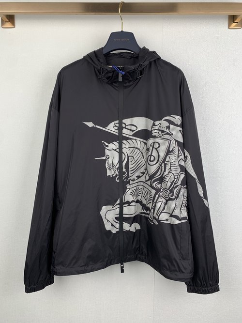 Burberry Waterproof Nylon Windbreaker with Emblem